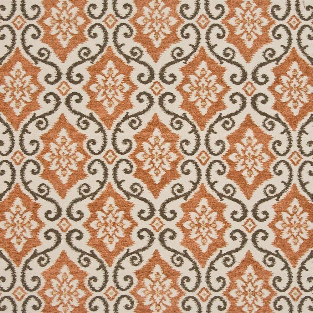 Deville Scroll Linen Spice by Kasmir Fabric 1389 59% Polyester 41% Rayon CHINA 12,000 Wyzenbeek Double Rubs H: 9 6/8 inches, V:14 inches 57 - Fabric Carolina - Kasmir
