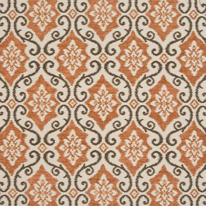 Deville Scroll Linen Spice by Kasmir Fabric 1389 59% Polyester 41% Rayon CHINA 12,000 Wyzenbeek Double Rubs H: 9 6/8 inches, V:14 inches 57 - Fabric Carolina - Kasmir