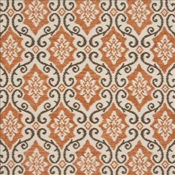 Deville Scroll Linen Spice by Kasmir Fabric 1389 59% Polyester 41% Rayon CHINA 12,000 Wyzenbeek Double Rubs H: 9 6/8 inches, V: 14 inches 57 - Fabric Carolina - Kasmir