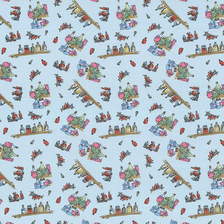 Diddly Bottles Marvelous Blue by Kasmir Fabric 1445 100% Cotton
 TURKEY </p><p>Repeat: Horizontal: 13 4/8 inches and Vertical: 12 5/8 inches 55 - Fabric Carolina -