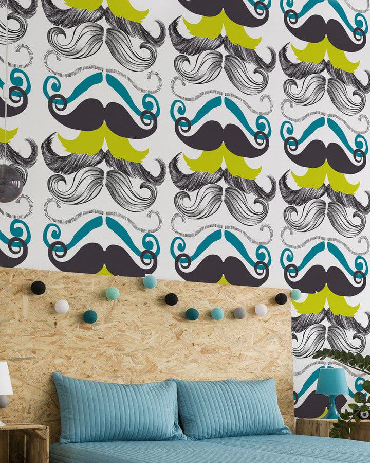Different Moustaches Premium Wallpaper by Mind the Gap Designer Wallpaper WALLPAPER DESIGNER COLLECTION Non-woven Made in Europe Paste the wall 3 rolls x 20.5 x 3.25 yards - Swanky Fabrics -