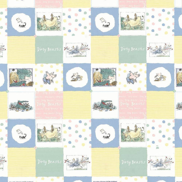 Dirty Beasts Pat Pastel by Kasmir Fabric 1445 100% Cotton TURKEY Not Tested H: 18 1/8 inches, V:25 2/8 inches 55 - Fabric Carolina - Kasmir