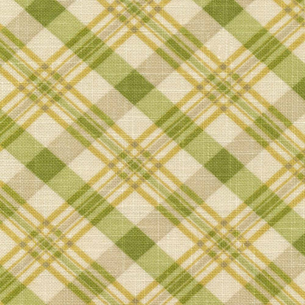 Dolittle Plaid Dill by Kasmir Fabric 1387 55% Linen 45% Rayon USA 30,000 Wyzenbeek Double Rubs H: 3 3/8 inches, V:3 1/8 inches 54 - Fabric Carolina - Kasmir