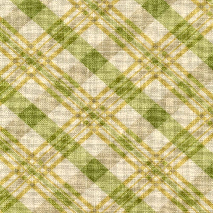 Dolittle Plaid Dill by Kasmir Fabric 1387 55% Linen 45% Rayon USA 30,000 Wyzenbeek Double Rubs H: 3 3/8 inches, V:3 1/8 inches 54 - Fabric Carolina - Kasmir