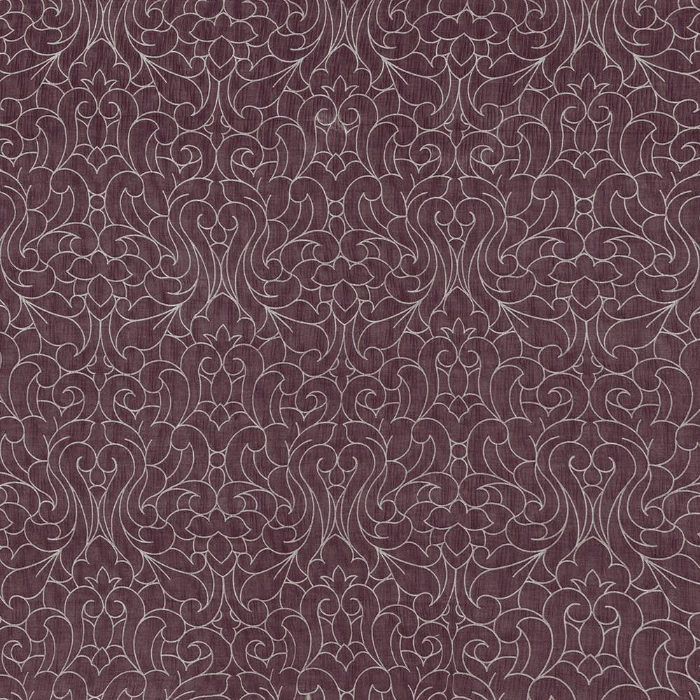 Donatello Damask Elderberry by Kasmir Fabric 1426 100% Polyester INDIA Not Tested H: 13 4/8 inches, V:25 2/8 inches 54 - Fabric Carolina - Kasmir