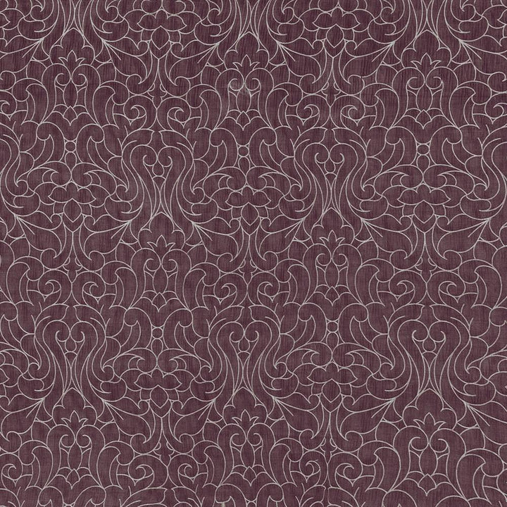 Donatello Damask Elderberry by Kasmir Fabric 1426 100% Polyester INDIA Not Tested H: 13 4/8 inches, V:25 2/8 inches 54 - Fabric Carolina - Kasmir
