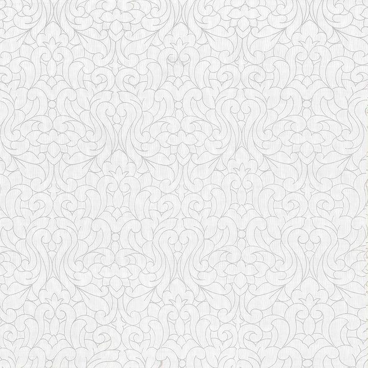 Donatello Damask Ivory by Kasmir Fabric 1426 100% Polyester INDIA Not Tested H: 13 4/8 inches, V:25 2/8 inches 54 - Fabric Carolina - Kasmir