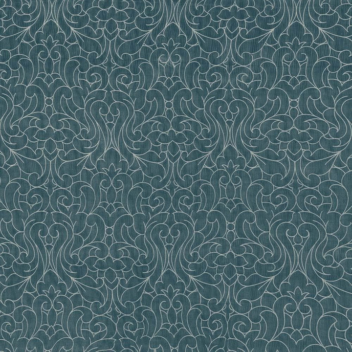 Donatello Damask Teal by Kasmir Fabric 1426 100% Polyester
 INDIA Not Tested Horizontal: 13 4/8 inches and Vertical: 25 2/8 inches 54 - Fabric Carolina -