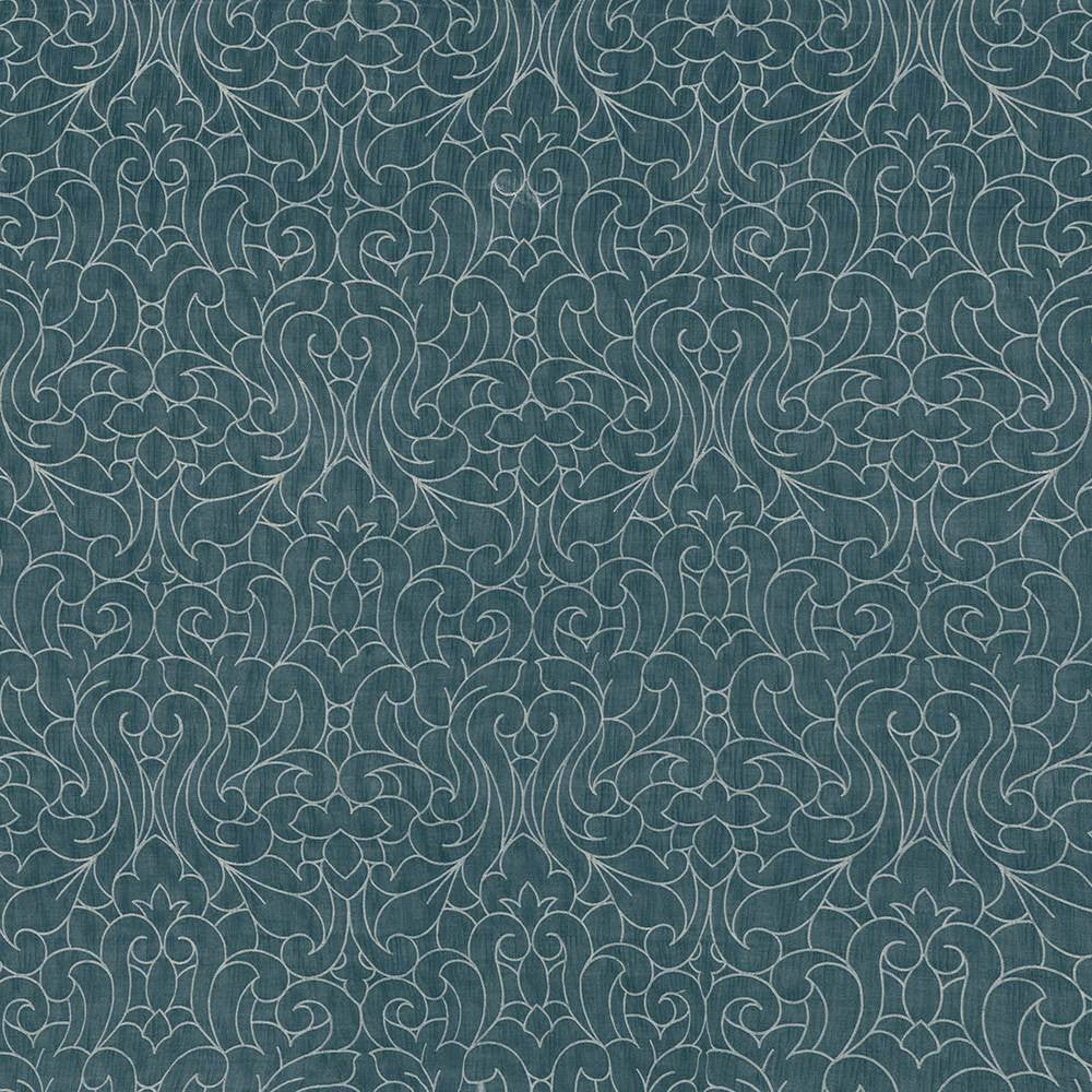 Donatello Damask Teal by Kasmir Fabric 1426 100% Polyester INDIA Not Tested H: 13 4/8 inches, V:25 2/8 inches 54 - Fabric Carolina - Kasmir