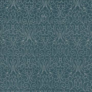 Donatello Damask Teal by Kasmir Fabric 1426 100% Polyester INDIA Not Tested H: 13 4/8 inches, V: 25 2/8 inches 54 - Fabric Carolina - Kasmir