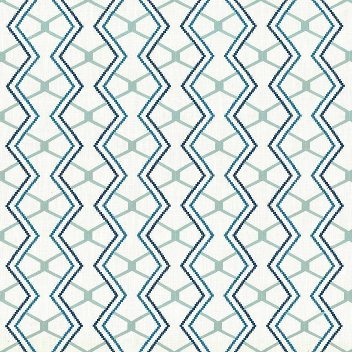 Drewery Seaglass by Kasmir Fabric 1436 55% Cotton 35% Polyester 10% Rayon Embroidery Contents 50% Cotton 50% Viscose INDIA Not Tested H: 8 6/8 inches, V:6 2/8 inches 54 - 56 - Fabric Carolina - Kasmir