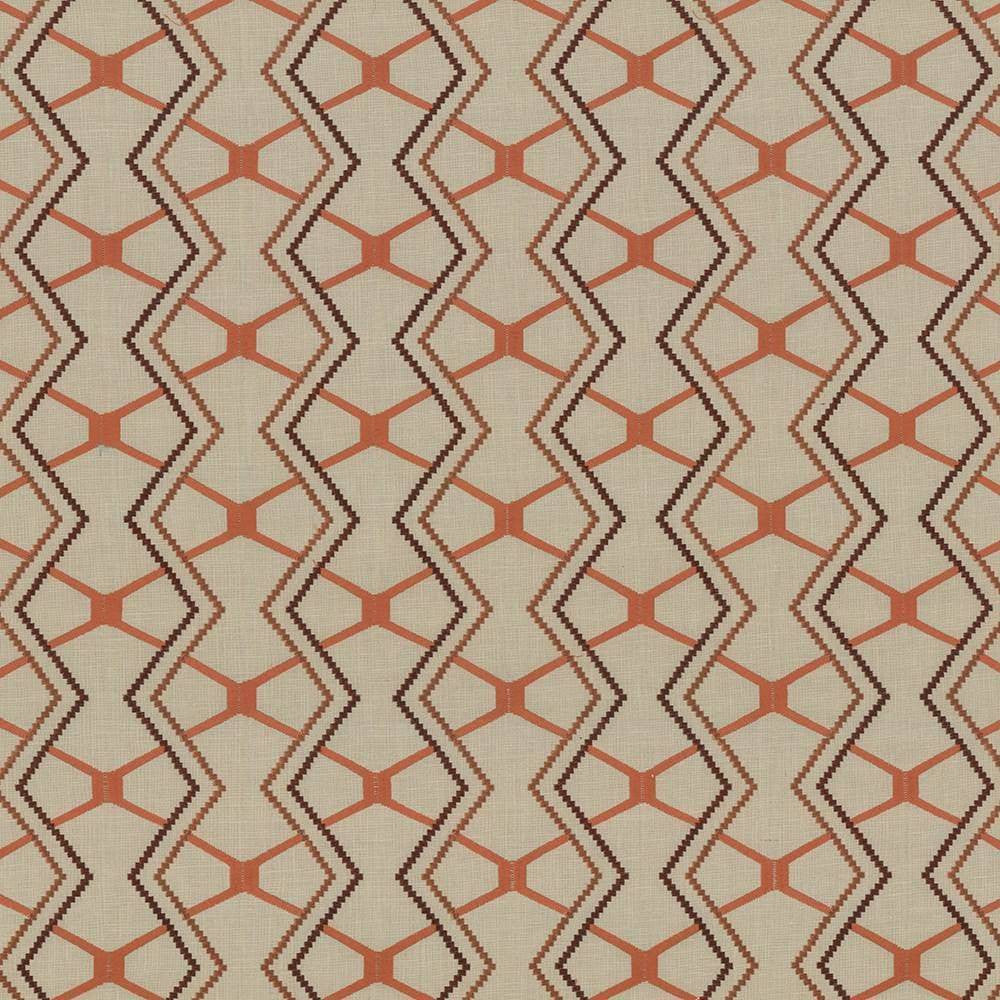 Drewery Terra Cotta by Kasmir Fabric 1434 55% Cotton 35% Polyester 10% Rayon Embroidery Contents 50% Cotton 50% Viscose INDIA Not Tested H: 8 6/8 inches, V:6 2/8 inches 54 - 56 - Fabric Carolina - Kasmir