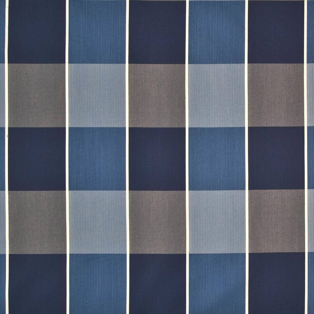 Eaton Plaid Indigo by Kasmir Fabric 1398 62% Rayon 36% Polyester 2% Silk USA 9,000 Wyzenbeek Double Rubs H: 13 4/8 inches, V:12 4/8 inches 54 - 55 - Fabric Carolina - Kasmir