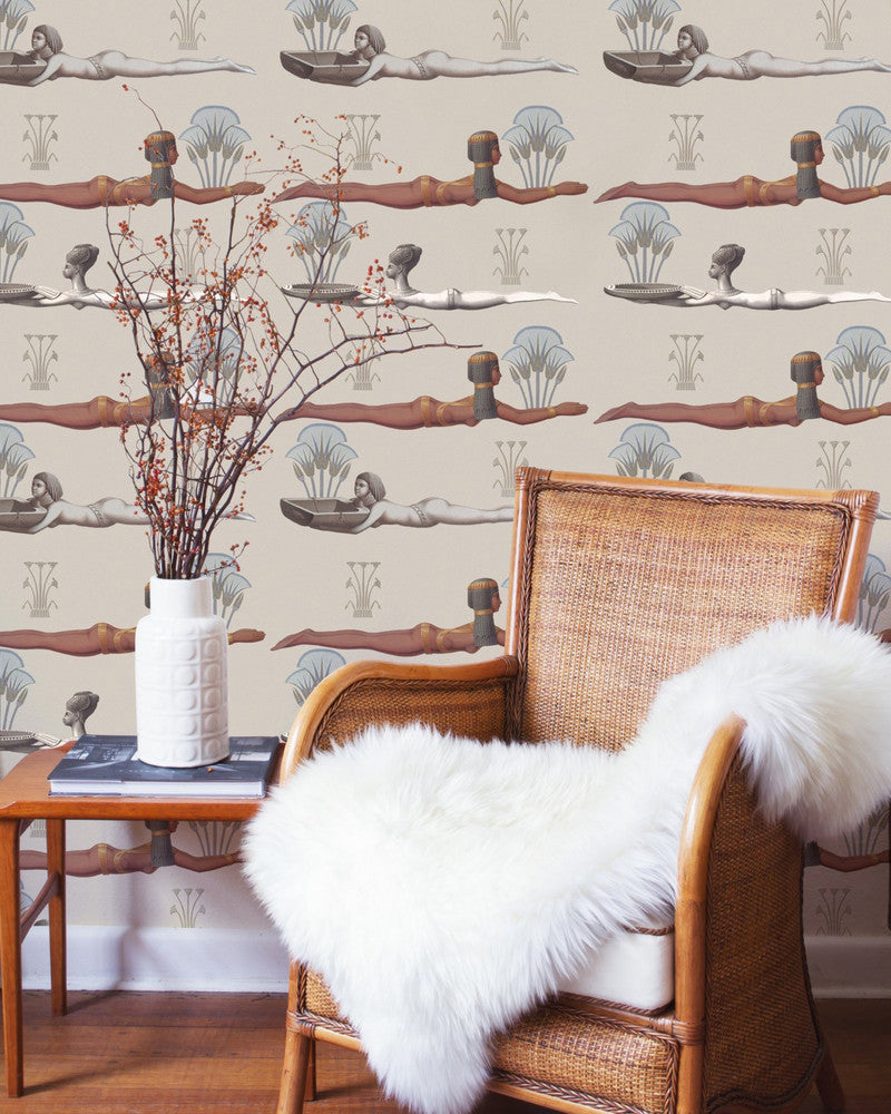 EGYPTUM Taupe (WP20193) by Mind The Gap | WP20193 | PREMIUM DESIGNER WALLPAPER COLLECTION | 3 rolls x 20.5 x 118.1 in | 0.52m / 20.5in | 3m / 118in | 4.65mp | 72cm / 28.4in | Blue, Brown, Green, Red | Non-woven | Paste the wall | 3-rolls in a box | Fabric Carolina | https://www.fabriccarolina.com/