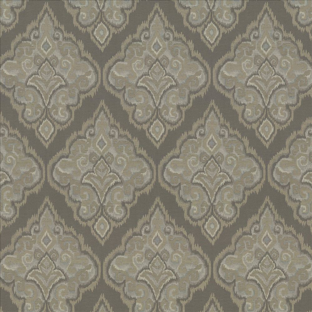Eldorado Damask Driftwood by Kasmir Fabric 8004 37% Acrylic
36% Cotton
27% Polyester
 ITALY 15,000 Martindale Cycles Horizontal: 13 7/8 inches and Vertical: 26 inches 54 - Fabric Carolina -