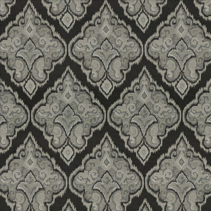 Eldorado Damask Graphite by Kasmir Fabric 8004 37% Acrylic
36% Cotton
27% Polyester
 ITALY 15,000 Martindale Cycles </p><p>Repeat: Horizontal: 13 7/8 inches and Vertical: 26 inches 54 - Fabric Carolina -