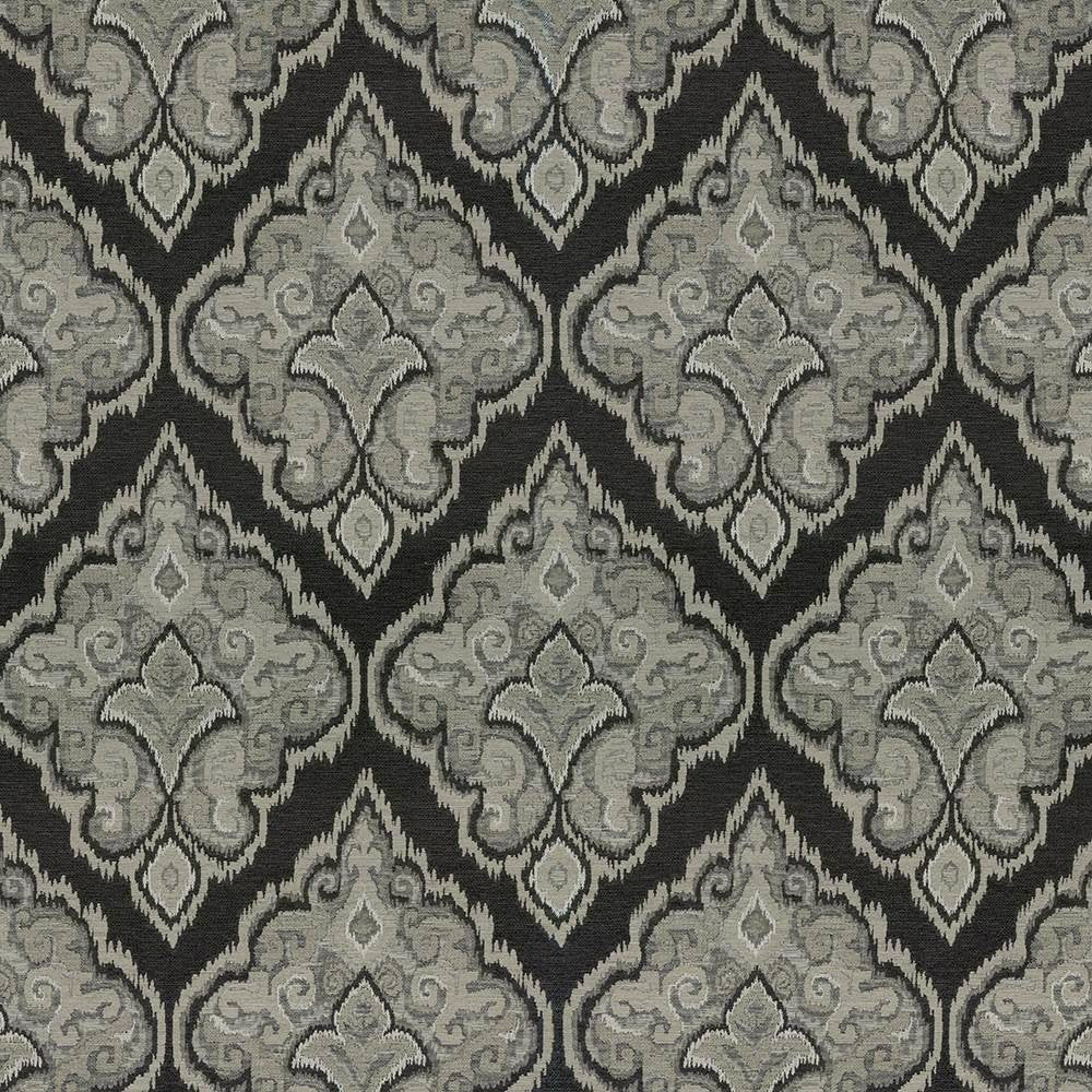 Eldorado Damask Graphite by Kasmir Fabric 8004 37% Acrylic 36% Cotton 27% Polyester ITALY 15,000 Martindale Cycles H: 13 7/8 inches, V:26 inches 54 - 55 - Fabric Carolina - Kasmir