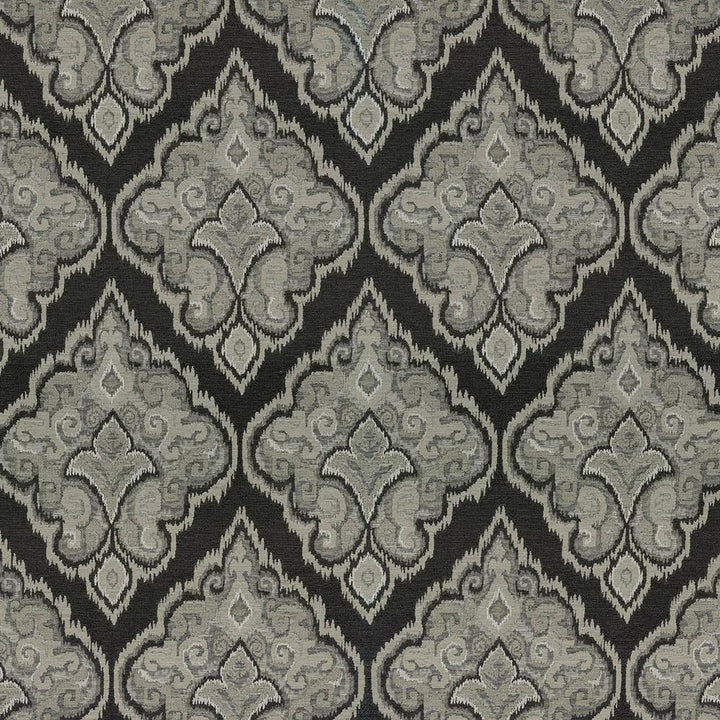 Eldorado Damask Graphite by Kasmir Fabric 8004 37% Acrylic 36% Cotton 27% Polyester ITALY 15,000 Martindale Cycles H: 13 7/8 inches, V:26 inches 54 - 55 - Fabric Carolina - Kasmir