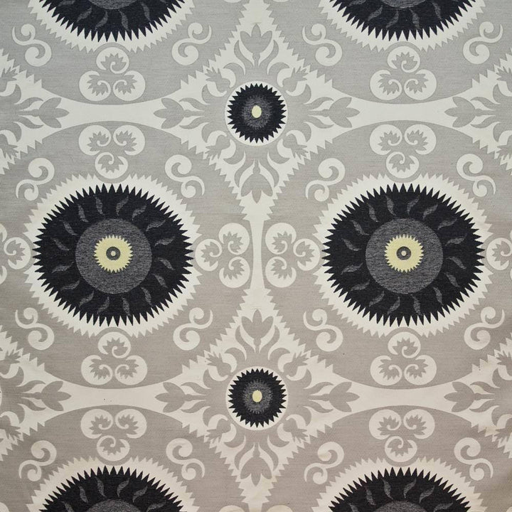 Emperors Sun Platinum by Kasmir Fabric 1406 72% Rayon 28% Polyester CHINA 15,000 Wyzenbeek Double Rubs H: 29 4/8 inches, V:28 4/8 inches 54 - Fabric Carolina - Kasmir