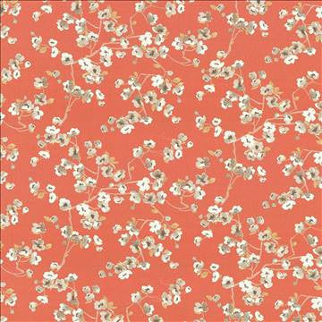 Empress Garden Kumquat by Kasmir Fabric 1434 100% Linen CHINA 48,000 Wyzenbeek Double Rubs H: 54 inches, V: 25 2/8 inches 54 - Fabric Carolina - Kasmir