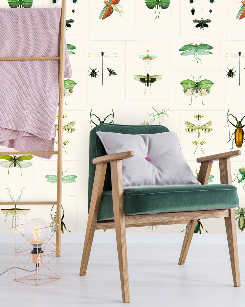 ENTOMOLOGY Green Wallpaper (WP20234) by Mind The Gap | WP20234 | PREMIUM DESIGNER WALLPAPER COLLECTION | 3 rolls x 20.5 x 118.1 in | 0.52m / 20.5in | 3m / 118in | 4.65mp | 300cm / 118in | Green, Taupe | Non-woven | Paste the wall | 3-rolls in a box | Fabric Carolina | https://www.fabriccarolina.com/