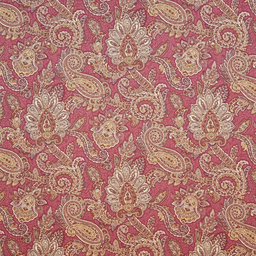 Ephraim Paisley Cerise by Kasmir Fabric 1402 89% Cotton 11% Rayon USA 15,000 Wyzenbeek Double Rubs H: 27 inches, V:25 2/8 inches 54 - Fabric Carolina - Kasmir