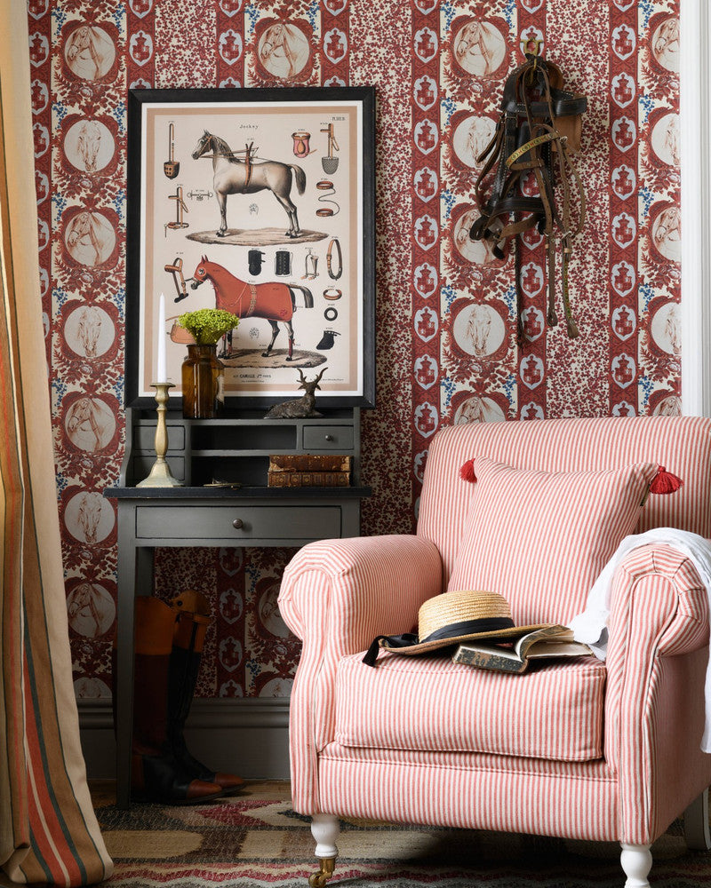 The Competition Panel Red Wallpaper by Mind the Gap Designer Wallpaper THE WALLPAPER COMPENDIUM 2 Satin Matte Made in Europe Paste the wall 3 rolls x 20.5 x 3.25 yards - Swanky Fabrics -