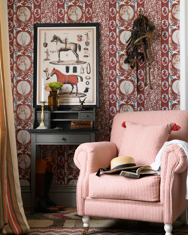 The Competition Panel Red Wallpaper by Mind the Gap Designer Wallpaper THE WALLPAPER COMPENDIUM 2 Satin Matte Made in Europe Paste the wall 3 rolls x 20.5 x 3.25 yards - Swanky Fabrics -