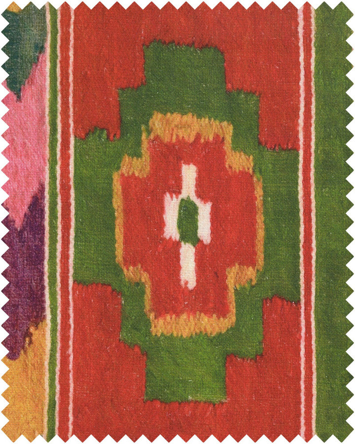 ERDELY Linen (FB00036) by Mind The Gap | FB00036 | TRANSYLVANIAN ROOTS | Green, Ochre, Pink, Red | Fabric Carolina | https://www.fabriccarolina.com/
