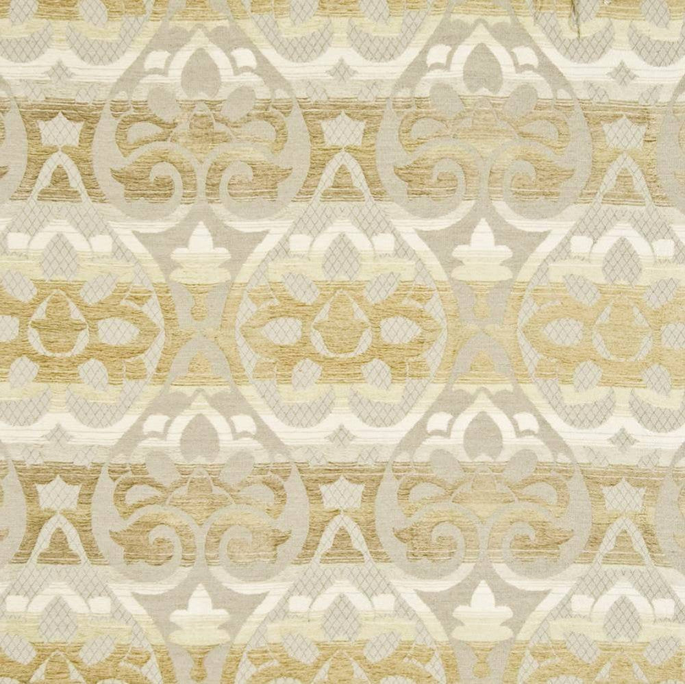 Estancia Goldrush by Kasmir Fabric 1383 67% Rayon 26% Polyester 7% Linen USA 15,000 Wyzenbeek Double Rubs H: 14 1/8 inches, V:18 inches 54 - Fabric Carolina - Kasmir