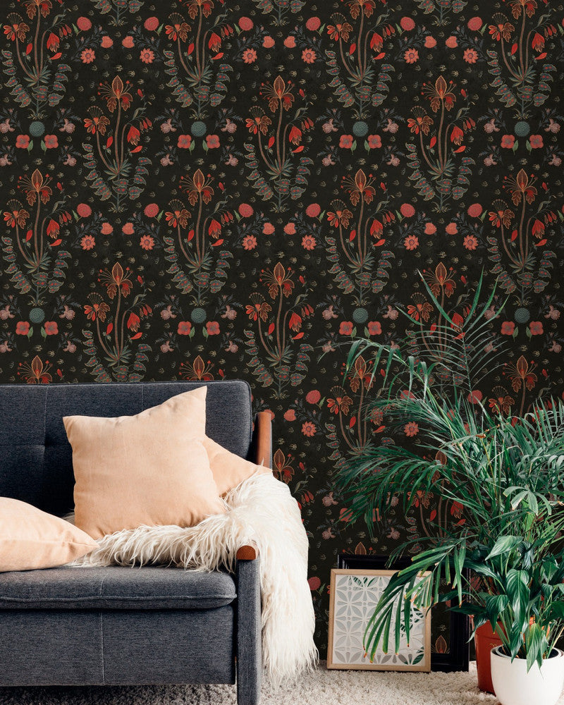 Gypsy Anthracite Wallpaper by Mind the Gap Designer Wallpaper THE WALLPAPER COLLECTABLES Textured Matte Made in Europe Paste the wall 3 rolls x 20.5 x 3.25 yards - Swanky Fabrics -