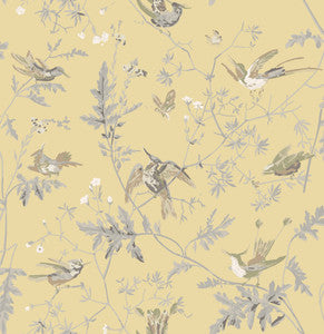 Hummingbirds Gld/Sft Grey by Cole & Son Fabric