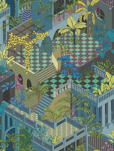 Miami Petrol Multi by Cole & Son Fabric