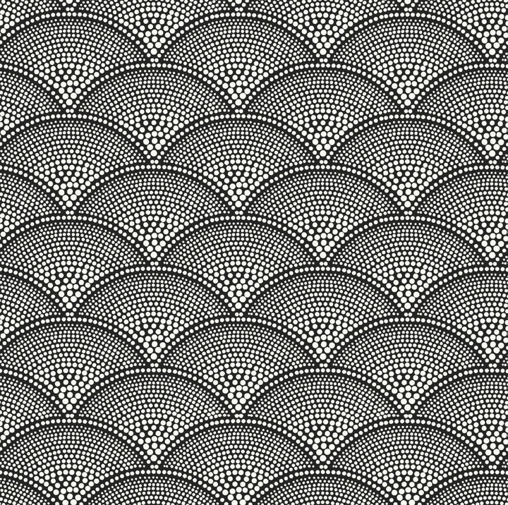 Feather Fan Wht On Blk by Cole & Son Fabric