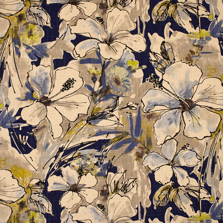 Greenhouse Fabric F6332 Indigo - 70% Cotton, 30% Linen China 15000 27.5" H, 24" V 54" - My Fabric Connection -