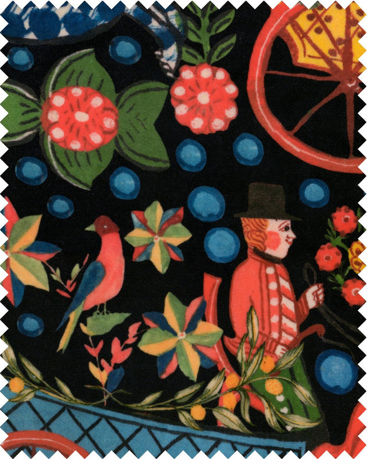 FASNACHT ANTHRACITE Velvet (FB00097) by Mind The Gap | FB00097 | TYROL APRES-SKI HOME COLLECTION | Black, Blue, Green, Red | Fabric Carolina | https://www.fabriccarolina.com/