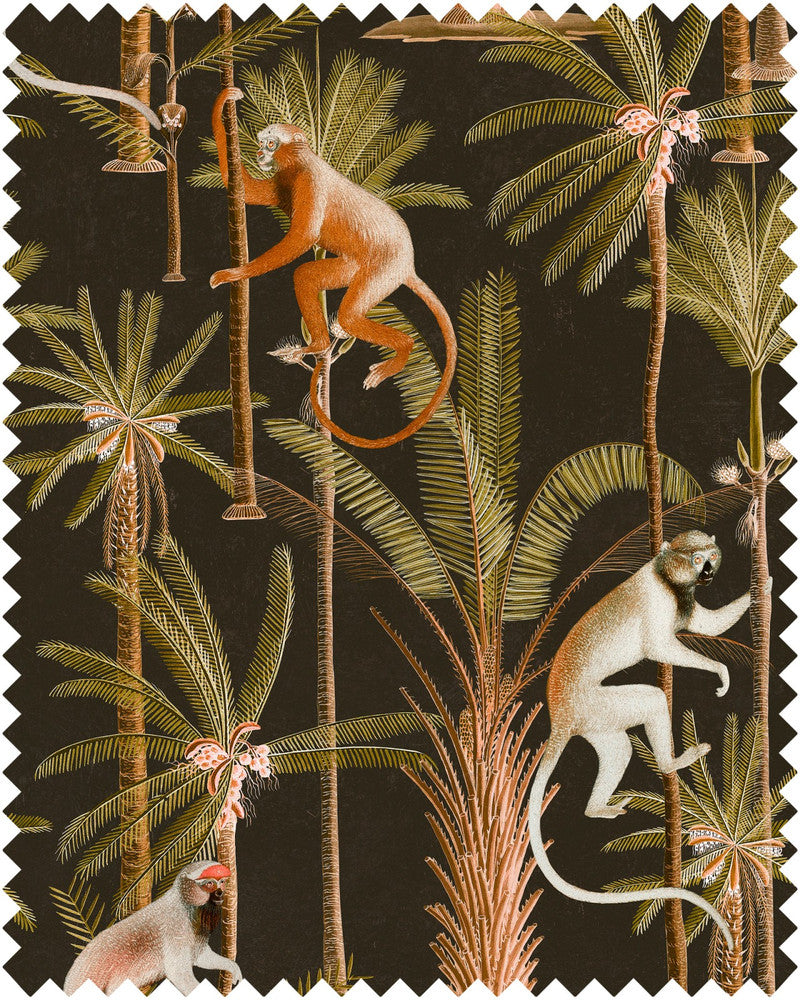 BARBADOS Anthracite Linen (FB00001) by Mind The Gap | FB00001 | TROPICAL MOOD | Anthracite, Green, Orange | Fabric Carolina | https://www.fabriccarolina.com/