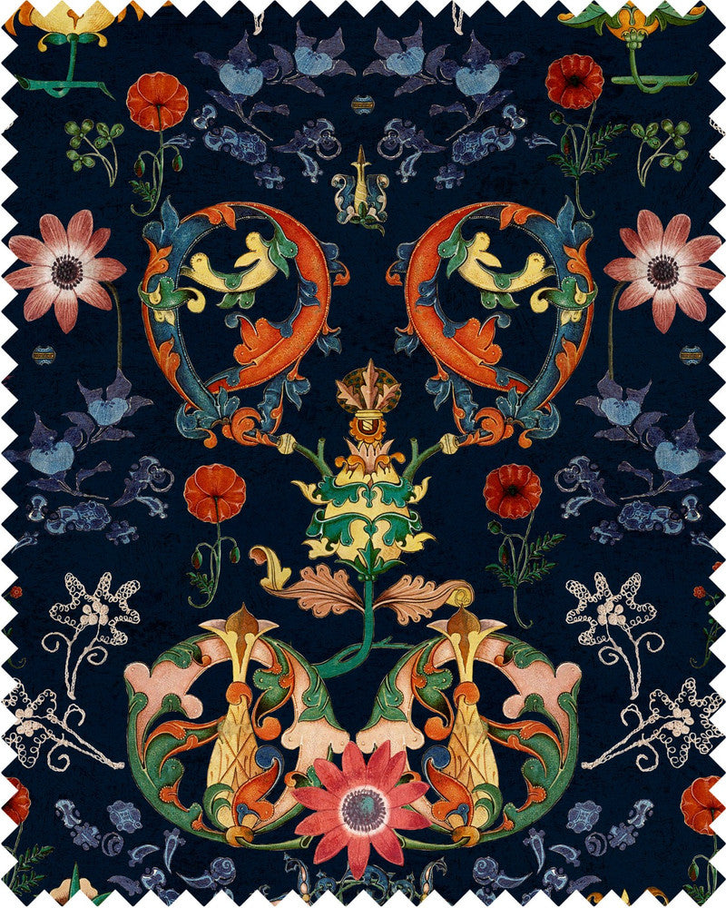 Transylvania Folk Linen by Mind the Gap Designer Fabric NOMAD STORY 100% Linen Made in United Kingdom W 46cm x L 46cm / W 18.1in x L 18.1in 55.1in - Swanky Fabrics -