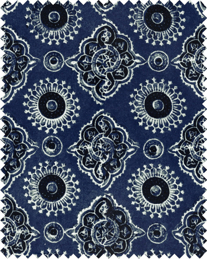 Mind The Gap Fabric AJRAK Linen (FB00020) | FB00020 | THE HOME OF AN ECCENTRIC MAN | Black, Blue, White | Fabric Carolina | https://www.fabriccarolina.com/