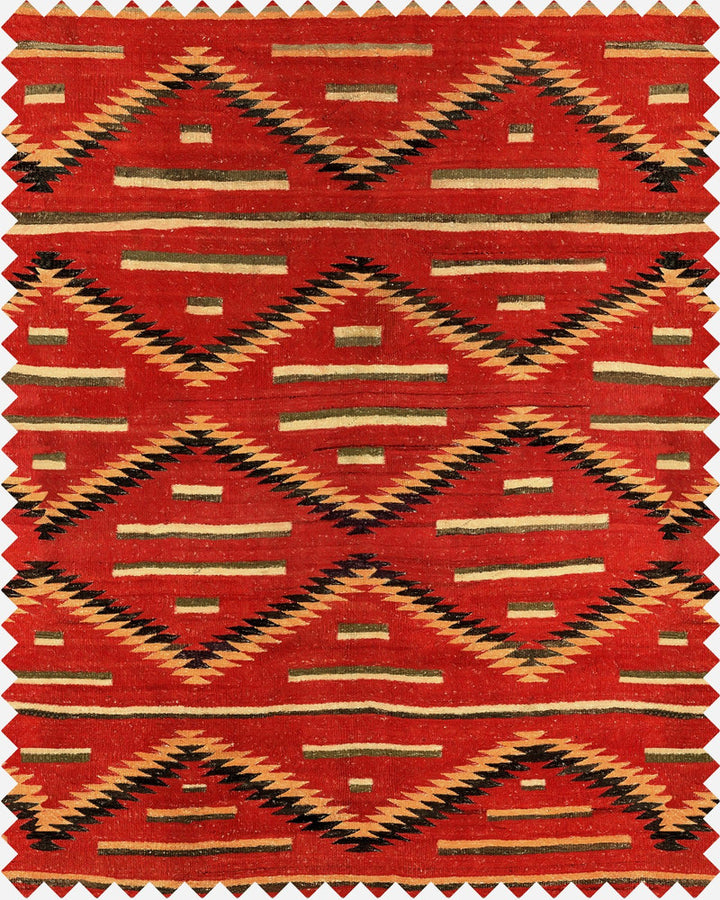 EYEDAZZLER NAVAJO Linen (FB00023) by Mind The Gap | FB00023 | THE HOME OF AN ECCENTRIC MAN | Black, Peach, Red, Yellow | Fabric Carolina | https://www.fabriccarolina.com/