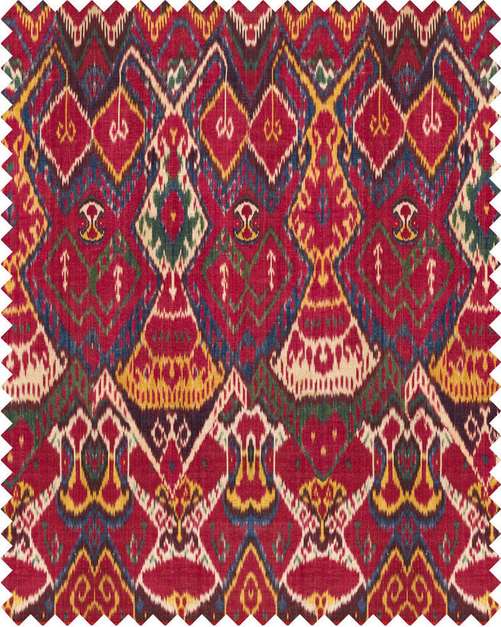 Uzbek Ikat Linen by Mind the Gap Designer Fabric THE HOME OF AN ECCENTRIC MAN 100% Linen Made in United Kingdom W 47cm x L 47cm / W 18.5in x L 18.5in 55.1in - Swanky Fabrics -