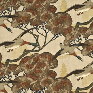 Flying Ducks Stone/Brown by Mulberry Fabric