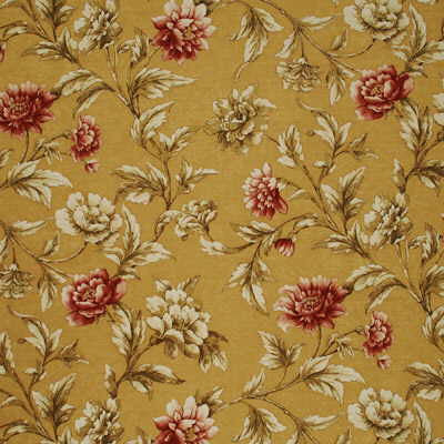 Gilded Peony Sand/Red by Mulberry Fabric