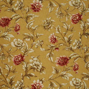 Gilded Peony Sand/Red by Mulberry Fabric