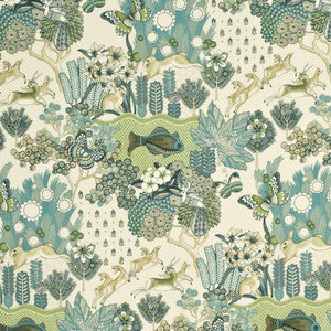 Glendale Teal/Leaf by Mulberry Fabric