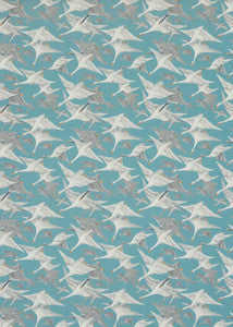 Wild Geese Velvet Teal by Mulberry Fabric