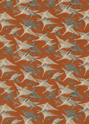 Wild Geese Velvet Spice by Mulberry Fabric