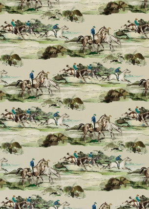 Morning Gallop Velvet Racing Green by Mulberry Fabric
