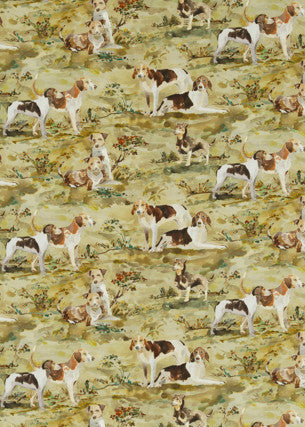 Mulberry Hounds Linen Multi by Mulberry Fabric