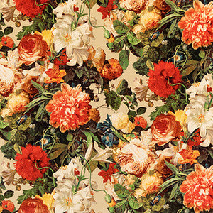 Floral Pompadour Velvet Spice by Mulberry Fabric
